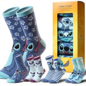 Disney Socks Women Soft Crew Character Designs Stitch Minnie-0
