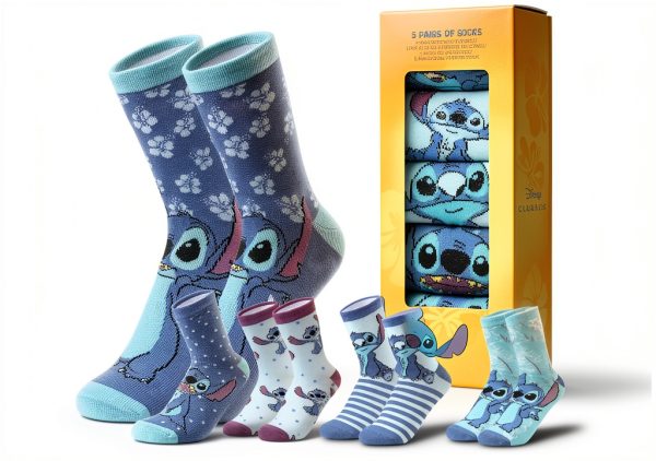 Disney Socks Women Soft Crew Character Designs Stitch Minnie-0