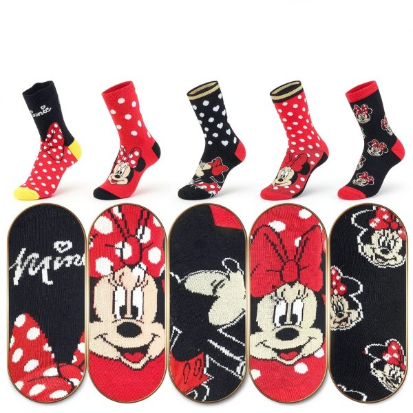 Disney Socks Women Soft Crew Character Designs Stitch Minnie-4