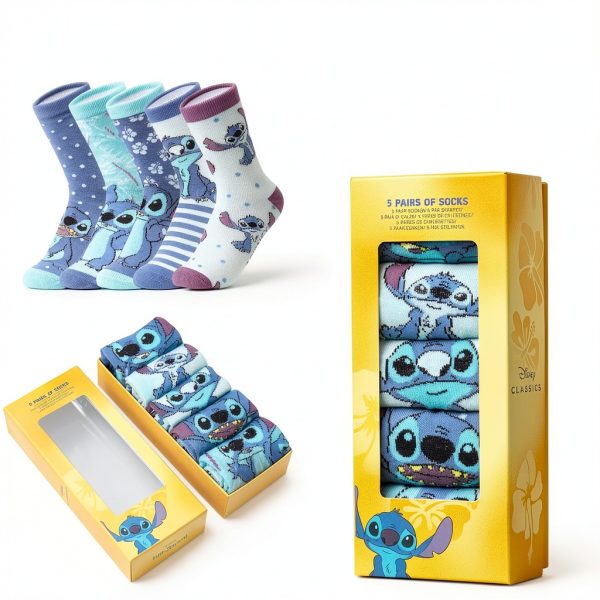 Disney Socks Women Soft Crew Character Designs Stitch Minnie-4