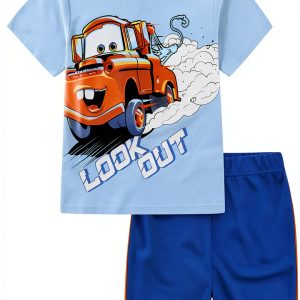 Disney Pixar Cars Tow Mater Boys Shorts Set Blue-0