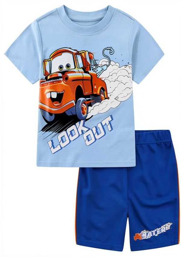 Disney Pixar Cars Tow Mater Boys Shorts Set Blue-0