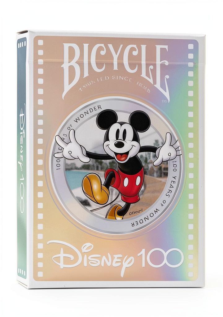 Bicycle Disney 100 Playing Cards showcasing holographic foil and custom character designs