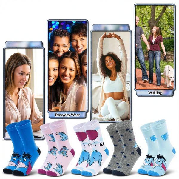 Disney Socks Women Soft Crew Character Designs Stitch Minnie-4