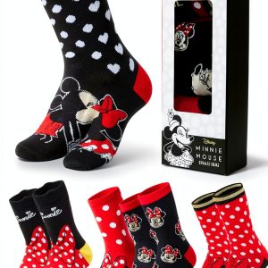 Disney Socks Women Soft Crew Character Designs Stitch Minnie-0