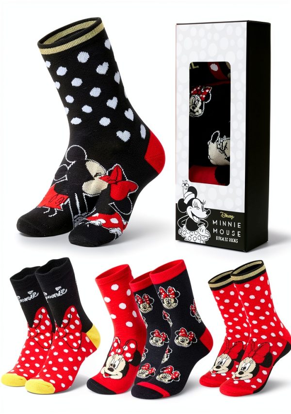 Disney Socks Women Soft Crew Character Designs Stitch Minnie-0