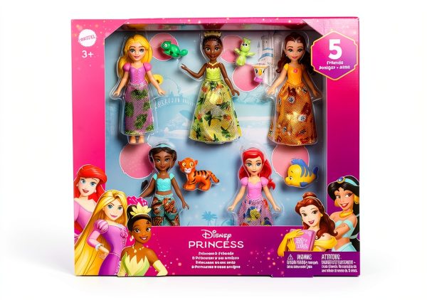 Disney Princess Doll Set Mattel 5 Pack Figures Kids Toy-0