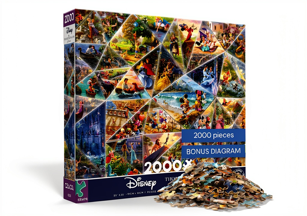 'Thomas Kinkade Disney puzzle showcasing detailed artwork and premium pieces'