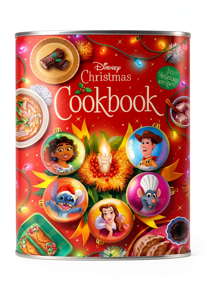 Disney Children's Cookbook open to a Christmas recipe page